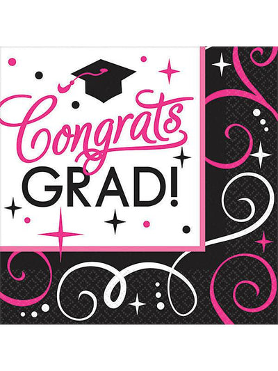 Congrats Grad Sparkling Luncheon Napkins 36ct - Amscan - Premium Party Distribution