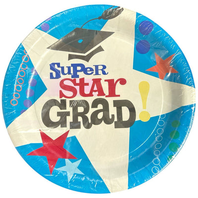 Congrats Grad! Super Star 10.5" Round Plates - Premium Party Distribution