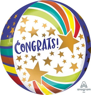 CONGRATS Stars ORBZ Foil Balloon (PKG) - Premium Party Distribution