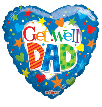 Conver USA 18" Get Well Dad Blue Heart Balloon - Premium Party Distribution