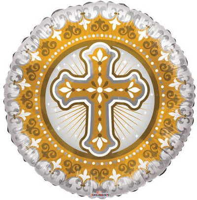 Conver USA 18" Gold and White Cross Balloon - Premium Party Distribution