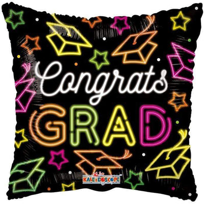 ConverUSA 18" Congrats Grad Neon Caps Balloon - Flat - Premium Party Distribution
