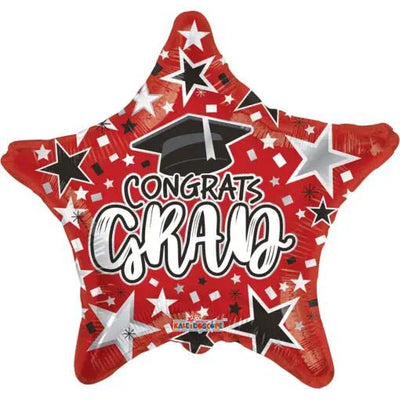 ConverUSA 18" Congrats Grad Red Star Balloon - Flat - Premium Party Distribution