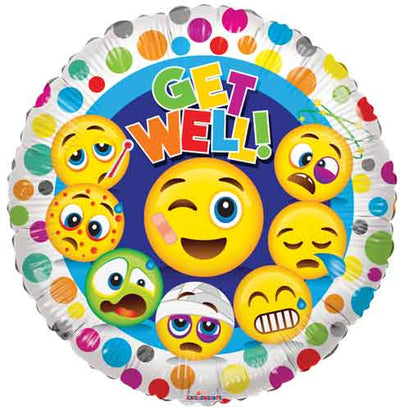 ConverUSA 18" Get Well Smiles Emojis Balloon - Premium Party Distribution