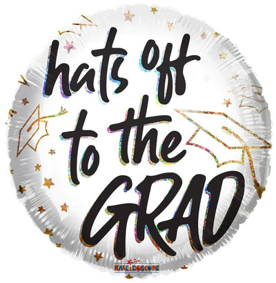 ConverUSA 18" Hats Off To The Grad Holographic Balloon - Flat - Premium Party Distribution