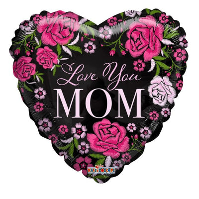 ConverUSA 18" Love You Mom Heart Roses Balloon - Flat - Premium Party Distribution
