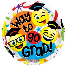 ConverUSA 18" Smiley Grads Way To Go! Balloon - Flat - Premium Party Distribution