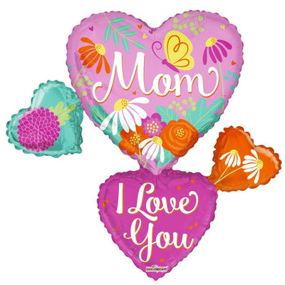 ConverUSA 36" Mom I Love You Hearts Balloon - Pk - Premium Party Distribution