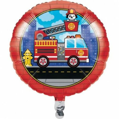 Creative Converting 18" Flaming Fire Truck Foil Balloon 1ct - Premium Party Distribution