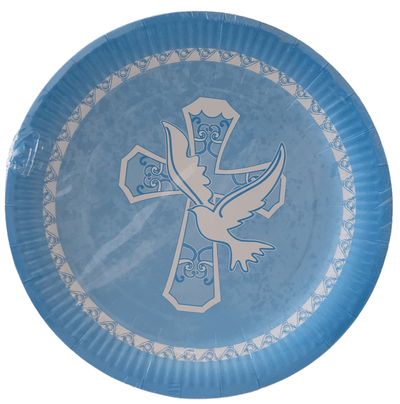 Cross Blue 9" Paper Plates 8ct - Premium Party Distribution