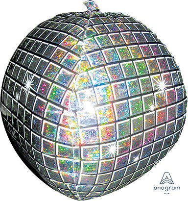 DISCO BALL - ULTRA Shape Dimensional Round Foil Balloon - Individually Retail Packaged - Premium Party Distribution