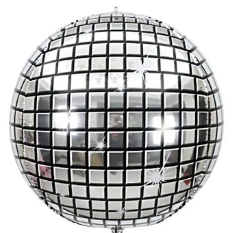 Winner Party 8" Silver Disco Ball Balloon 5ct