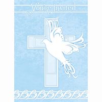 Dove Cross Blue Invitations 8ct - Premium Party Distribution