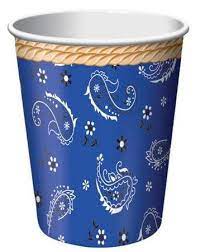 Blue Bandana Cowboy 9 oz. Cups 8ct