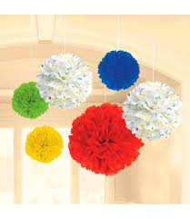 Bright Birthday Fluffy Decorations 6pc