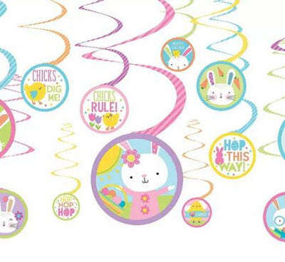 Easter Swirly Decoration 12ct - Amscan - Premium Party Distribution