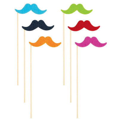 Fiesta Moustache on a Stick 6ct Photo Props - Amscan - Premium Party Distribution