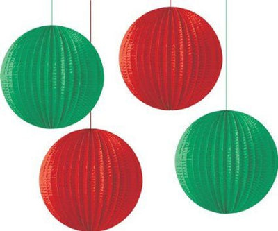 Fiesta Red & Green 6.5" Hanging Lanterns 4ct - Premium Party Distribution