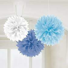 Fluffy Decorations - Blue (3ct) - Premium Party Distribution