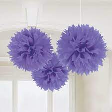 Fluffy Decorations - Purple (3ct) - Premium Party Distribution