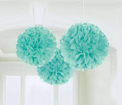 Fluffy Decorations - Robin's Egg Blue (3ct) - Premium Party Distribution