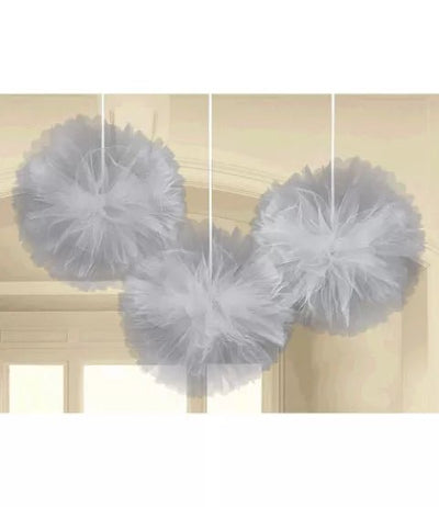 Fluffy Decorations - Silver Tulle (3ct) - Premium Party Distribution