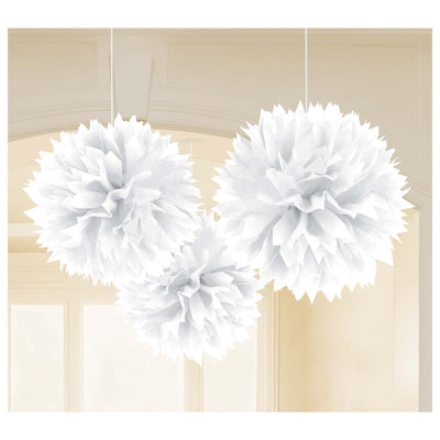 Fluffy Decorations - White (3ct) - Premium Party Distribution