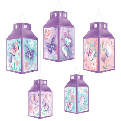 Flutter Hot Stamped Paper Lanterns 5ct - Amscan - Premium Party Distribution
