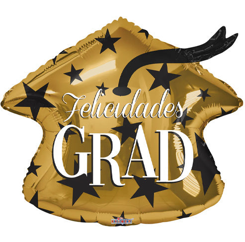 ConverUSA 18"  FELICIDADES GRAD CAP FOIL Balloon-Flat