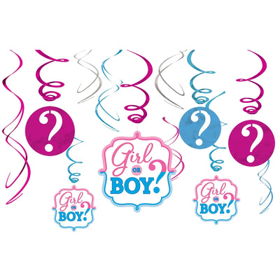 Girl or Boy Deco Swirl 12pc - Premium Party Distribution