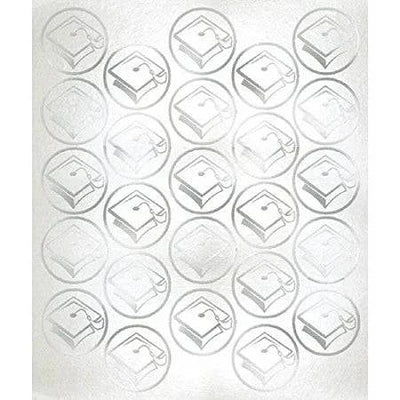 Grad Metallic Silver Sticker Seals (Pack 0f 50) - Amscan - Premium Party Distribution