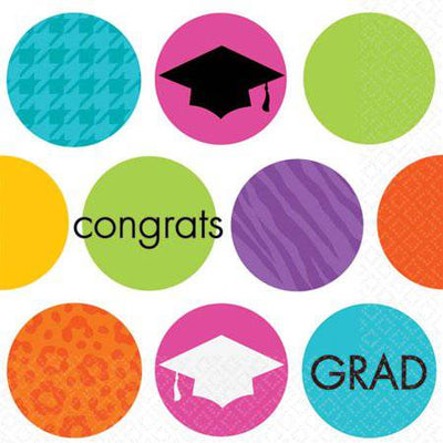 Graduation Party - Colorful Commencement Beverage Napkins 36ct - Amscan - Premium Party Distribution