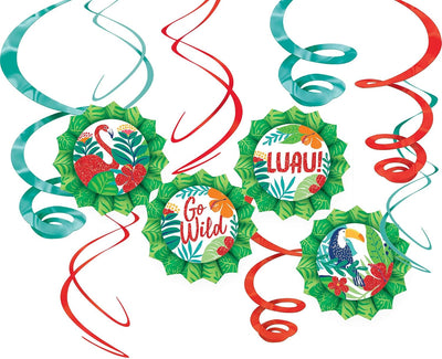 Hanging Fans & Swirls Decorating Kit - Tropical Jungle - Premium Party Distribution