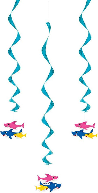 Hanging Swirl Decorations - Baby Shark (3ct) - Premium Party Distribution