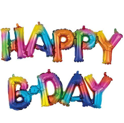 Happy Birthday Balloon - Rainbow (2pc) - Premium Party Distribution