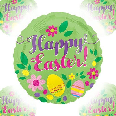 Happy EASTER Green (PK5) - Standard HX - Foil Balloon (PKG) - Premium Party Distribution