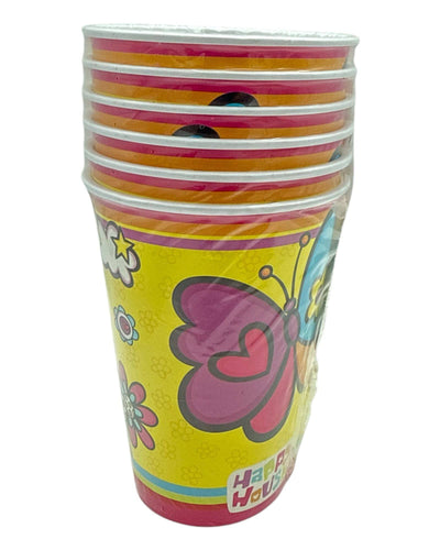 Happy House Butterfly & Flower's Paper Cups 6Ct - Premium Party Distribution