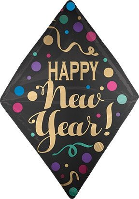 HNY Satin Dots Anglez Dimensional Foil Balloon (PKG) - Premium Party Distribution