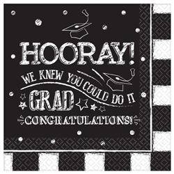 Hooray Grad Paper Luncheon Napkins 36ct - Amscan - Premium Party Distribution