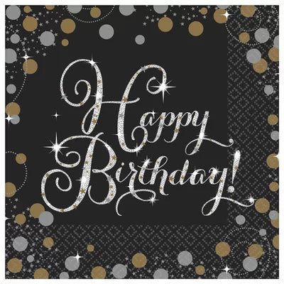 Sparkling Celebration Happy Birthday Beverage Napkins 16ct