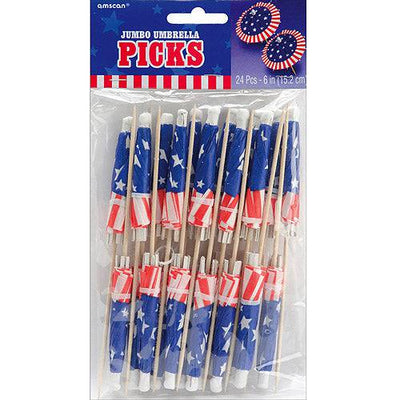 Jumbo Umbrella Picks - Patriotic (24ct) - Premium Party Distribution