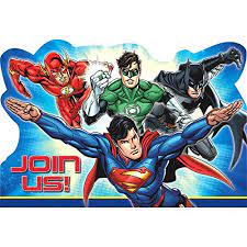 Justice League Postcard Invitations 8ct - Premium Party Distribution