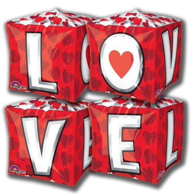 L - O - V - E CUBEZ Dimensional Square Foil Balloon - Premium Party Distribution