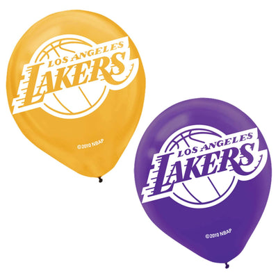 LA Lakers 12" Printed Latex Balloons 6ct - Premium Party Distribution
