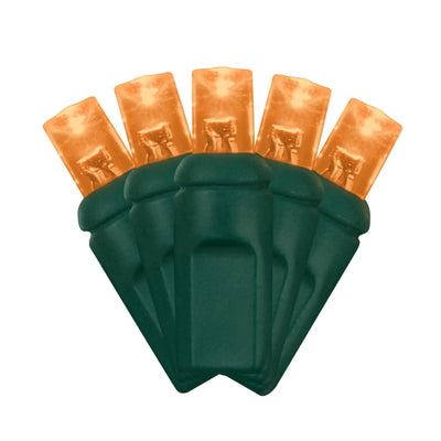 LED Mini Lights 5MM Orange Static Green Wire - 6" Spacing - Premium Party Distribution