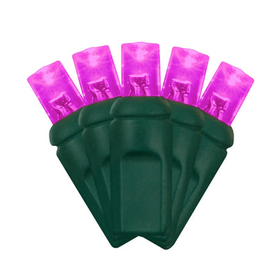 LED Mini Lights 5MM Pink Static Green Wire 6" Spacing - Premium Party Distribution