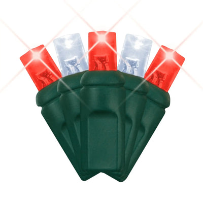 LED Mini Lights 5MM Red/Cool White Twinkle Green Wire - 6" Spacing - Premium Party Distribution