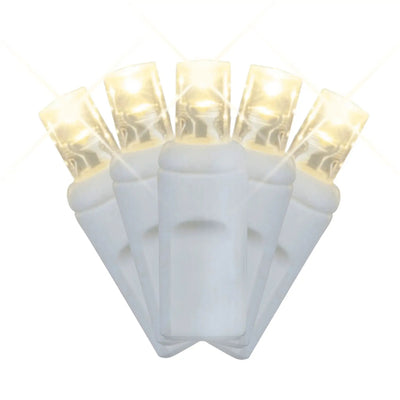 LED Mini Lights 5MM Warm White Twinkle 120v White Wire - 6" Spacing - Premium Party Distribution