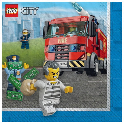 Lego City Beverage Napkins 16ct - Premium Party Distribution
