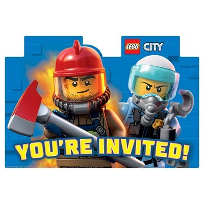 Lego City Postcard Invitations 8ct - Premium Party Distribution